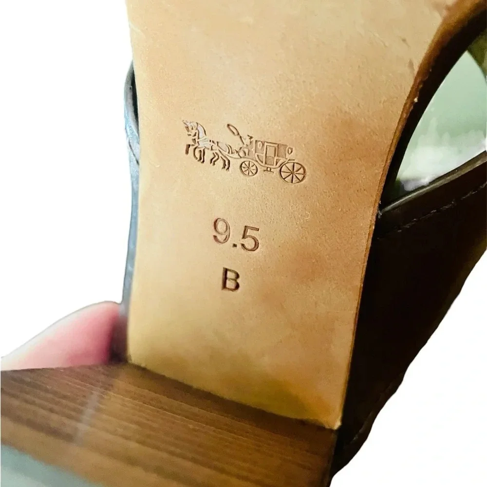 Coach Bristol women’s leather block heel buckle sandals LIKE NEW! SZ 8.5 brown - Picture 9 of 10
